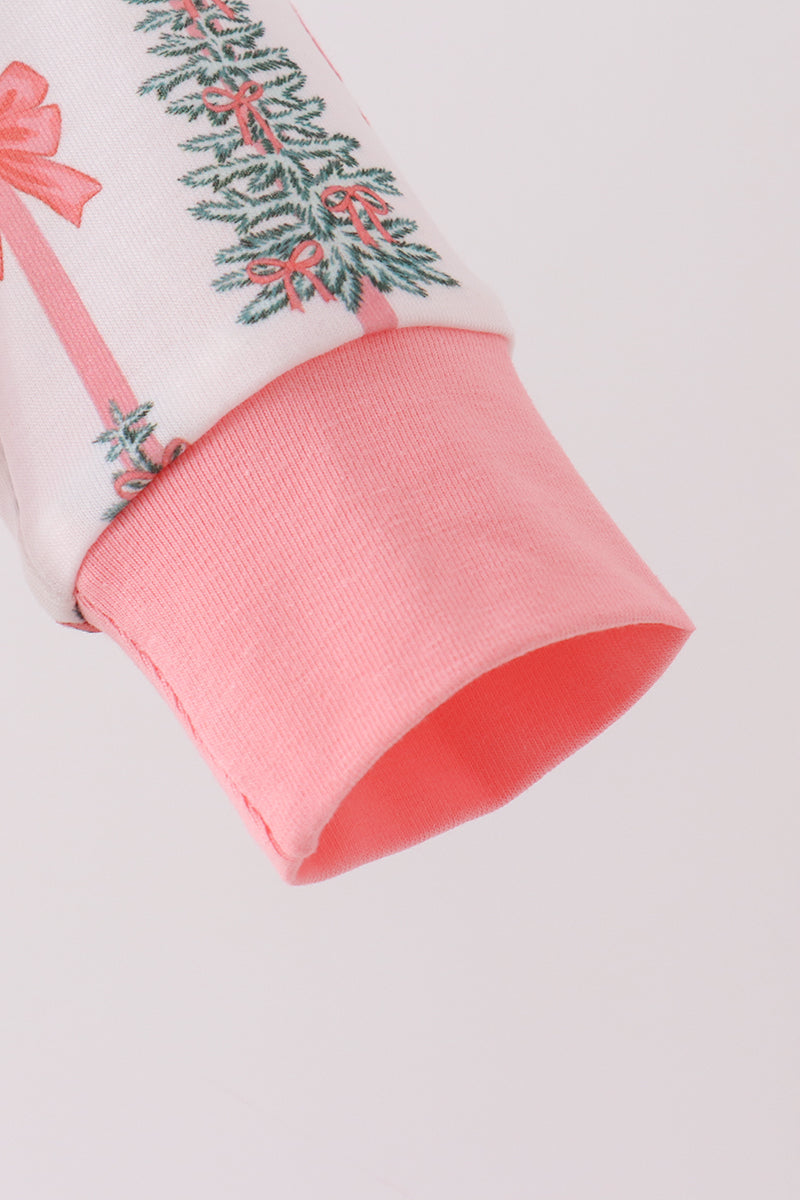 Pink Christmas Tree Bow Romper