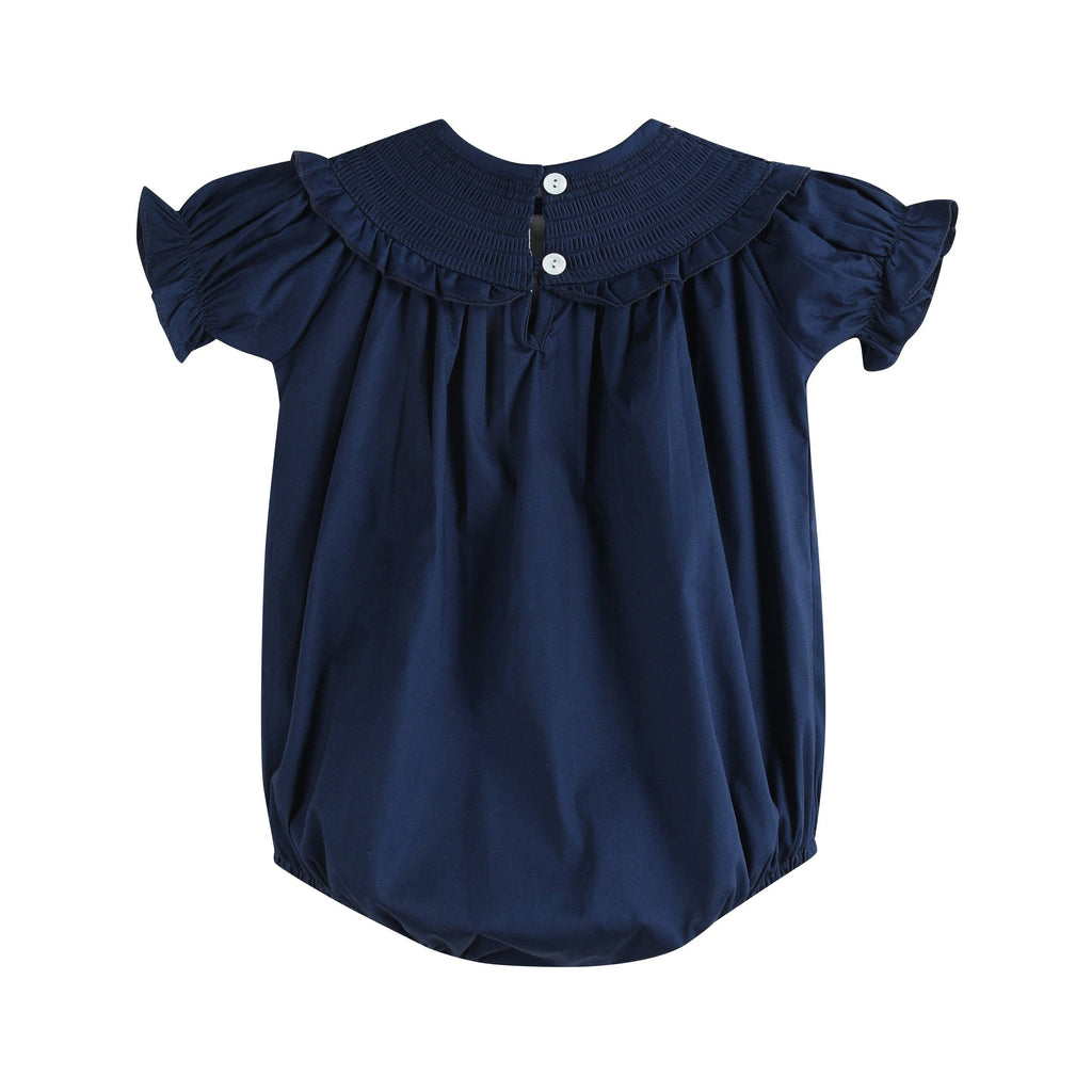 Blue Nativity Smocked Ruffle Romper