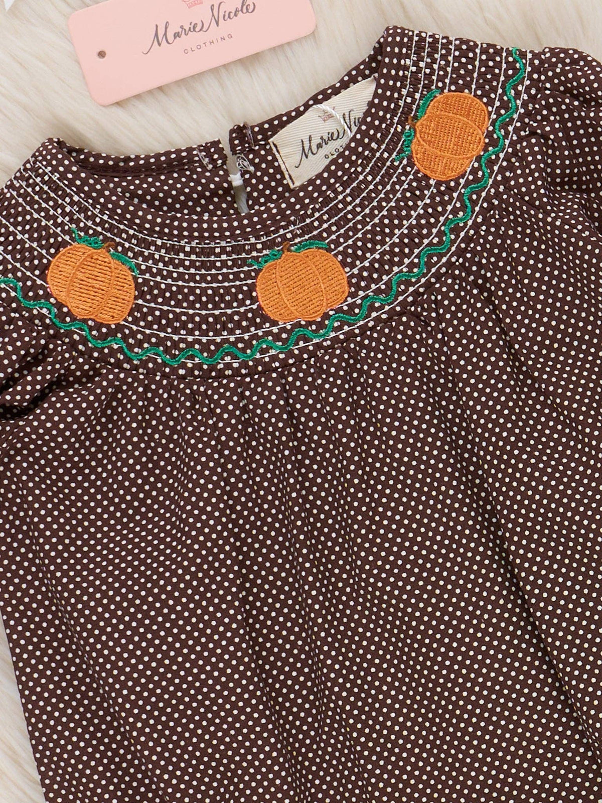 Brown Smocked Pumpkin Bubble