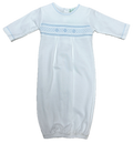 Baby Boy's White Jacquard Smocked Daygown: NB