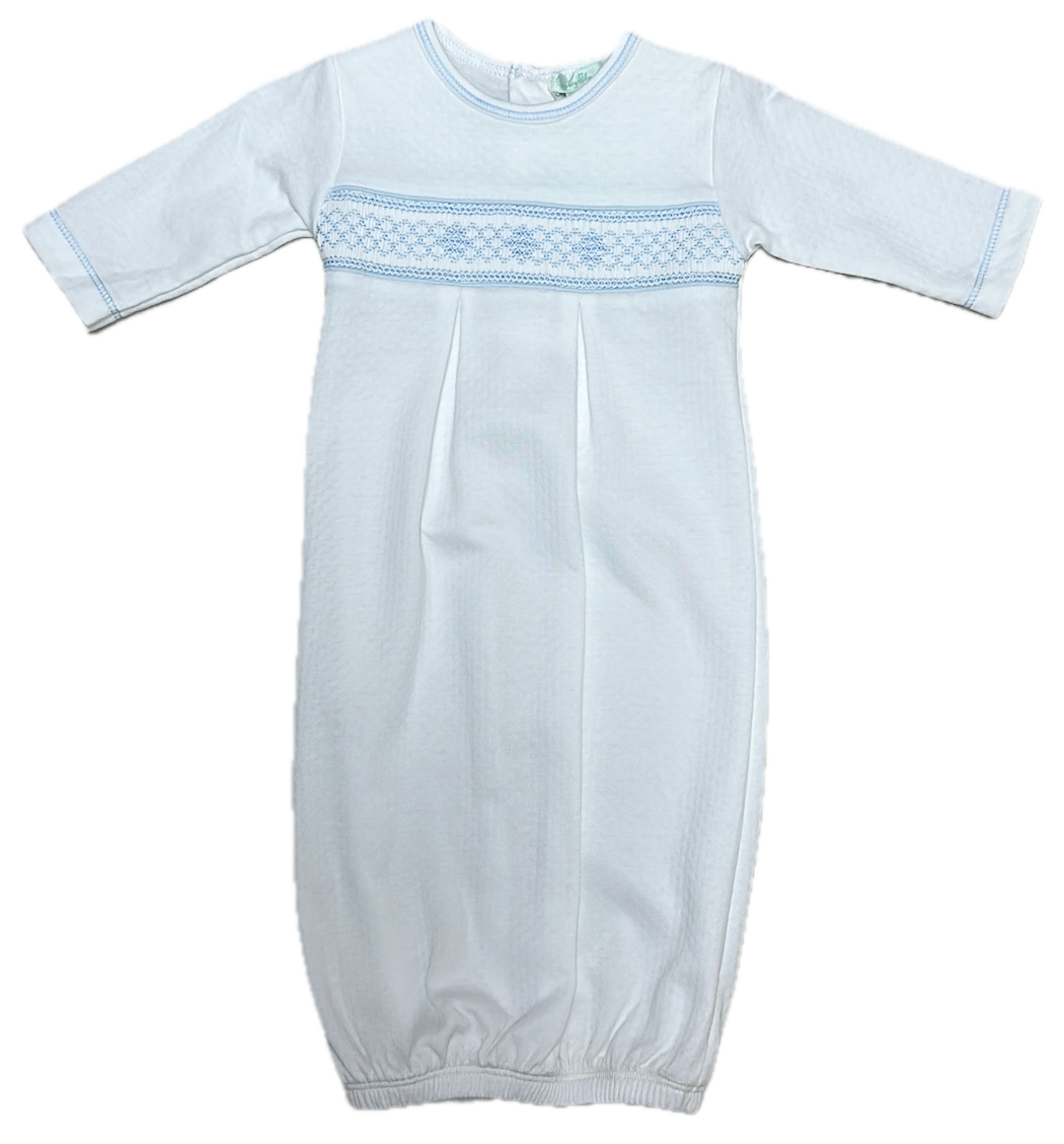 Baby Boy's White Jacquard Smocked Daygown: NB