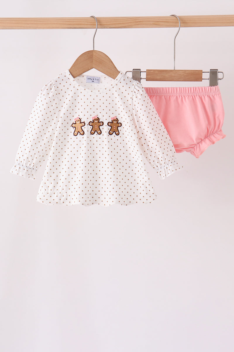 Pink Gingerbread Embroidery Bloomer Set