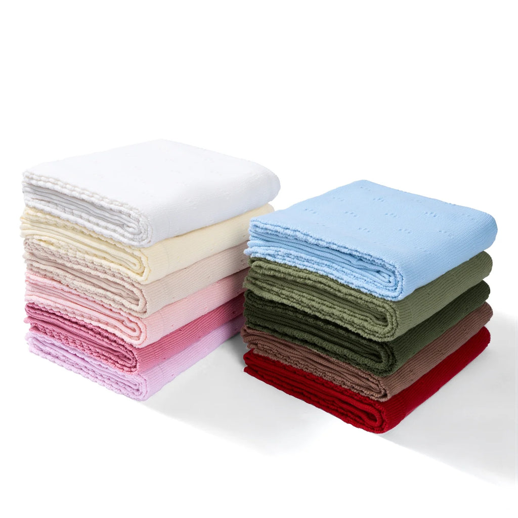 Pointelle Baby Knit Blanket in Cream