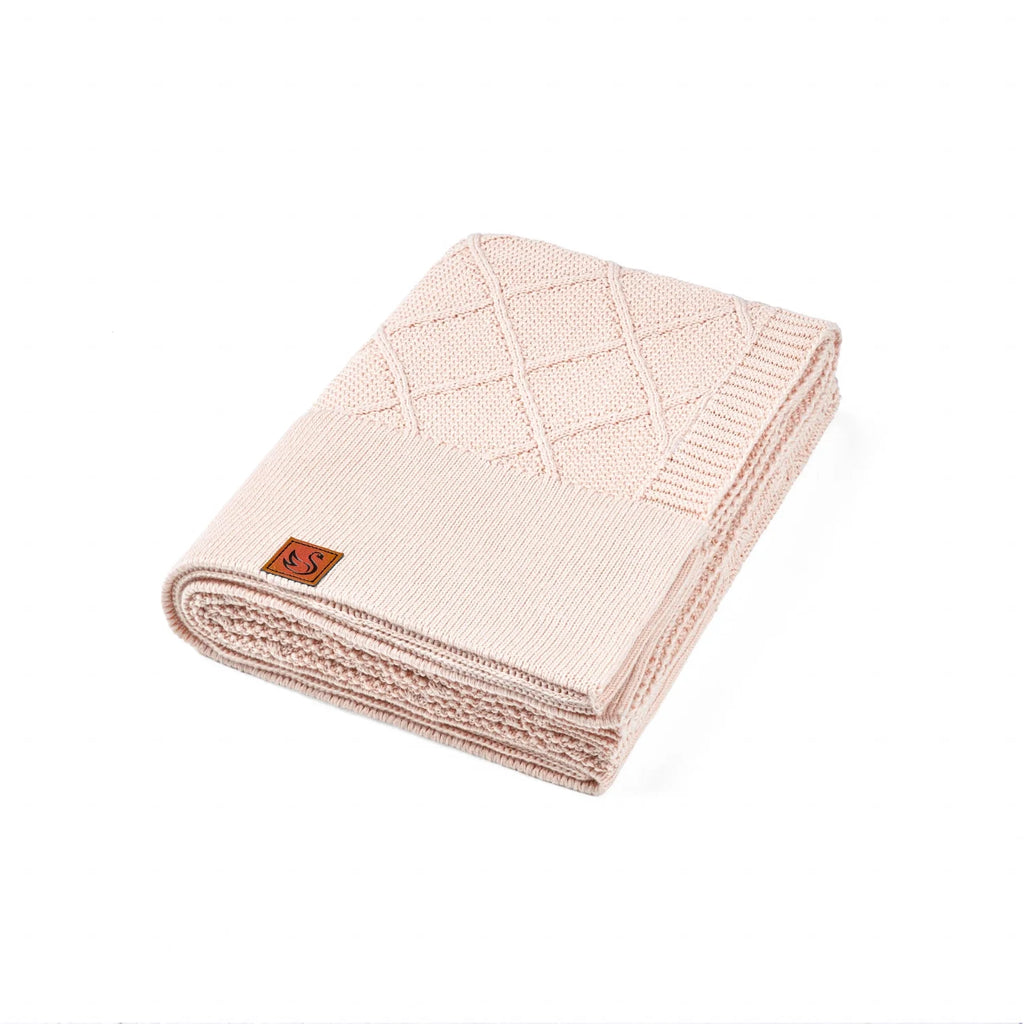 Diamond Stitch Baby Knit Blanket in Beige