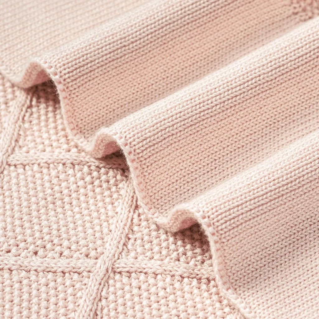 Diamond Stitch Baby Knit Blanket in Beige