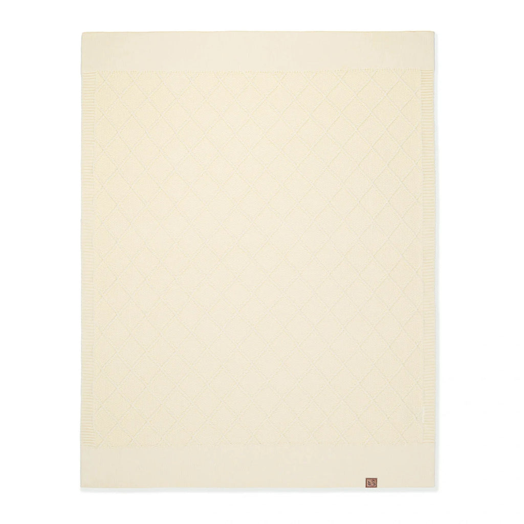 Diamond Stitch Baby Knit Blanket in Cream
