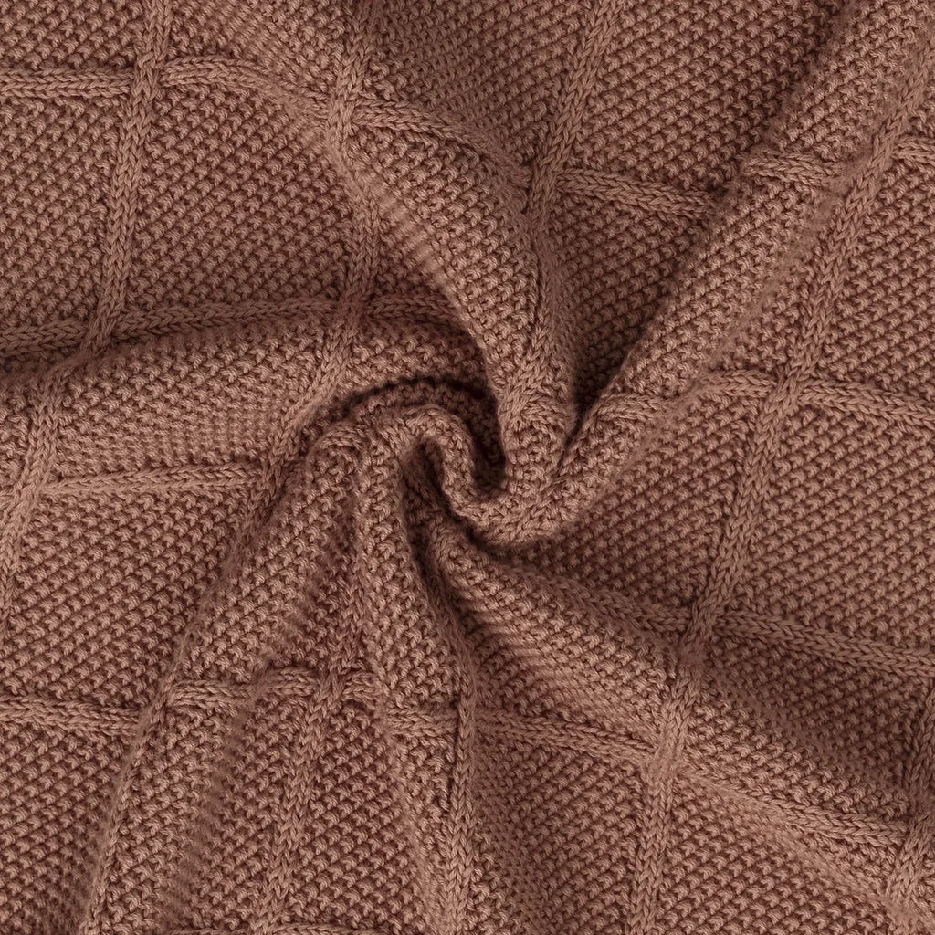 Diamond Stitch Baby Knit Blanket in Mocha