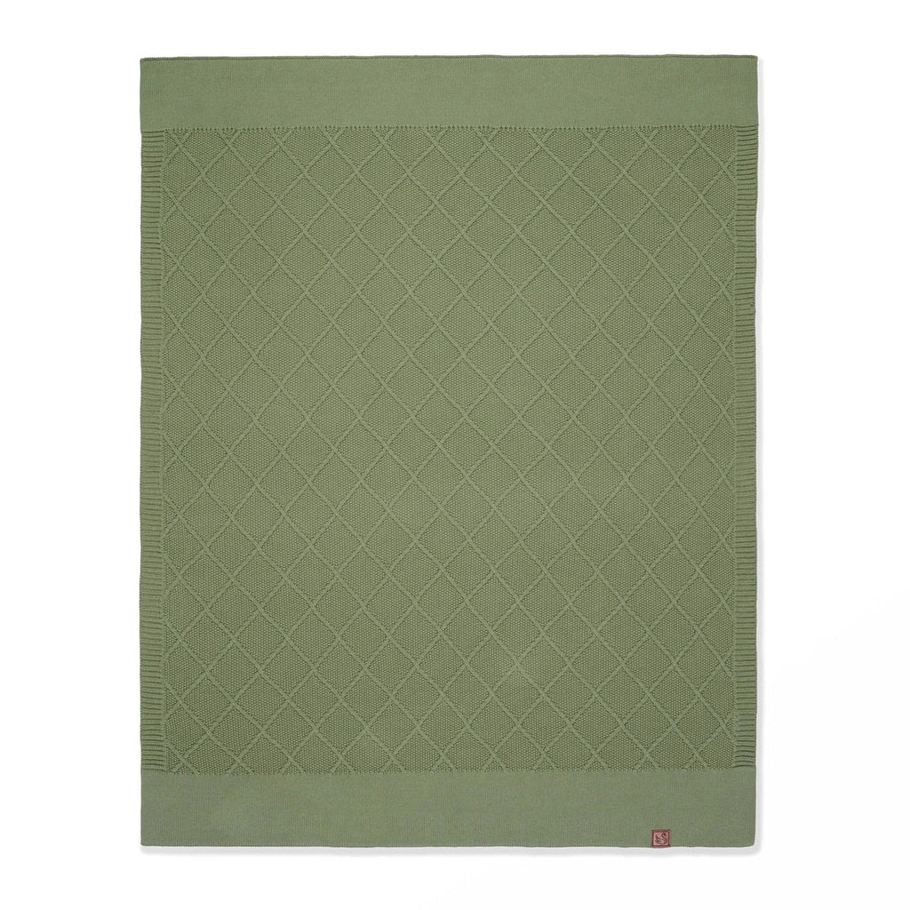 Diamond Stitch Baby Knit Blanket in Sage Green