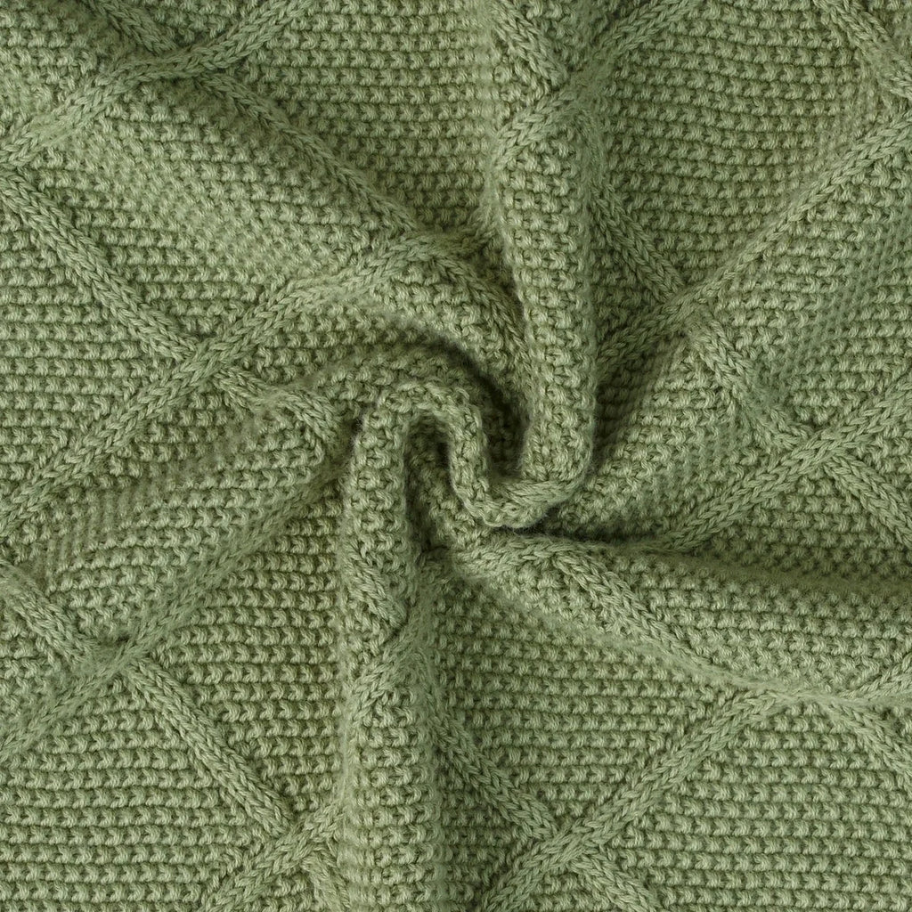 Diamond Stitch Baby Knit Blanket in Sage Green