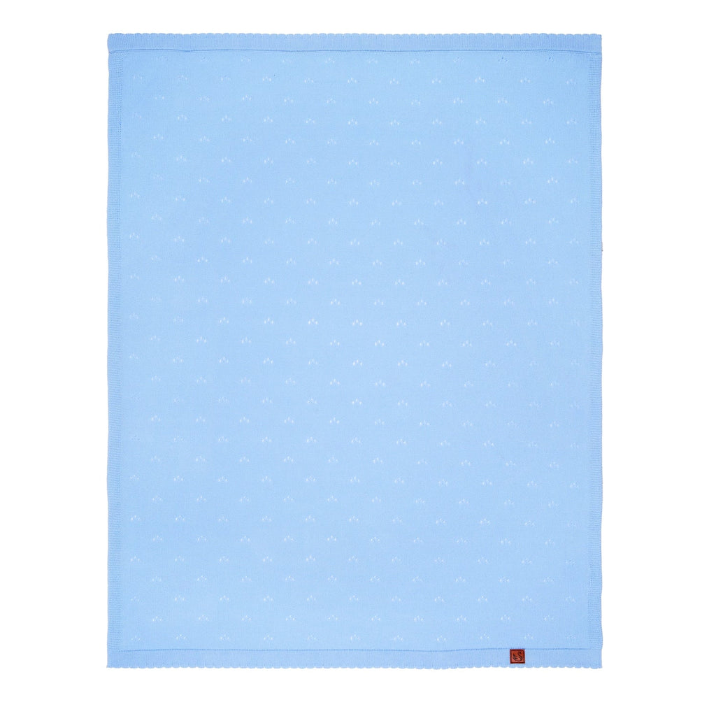 Pointelle Baby Knit Blanket in Baby Blue
