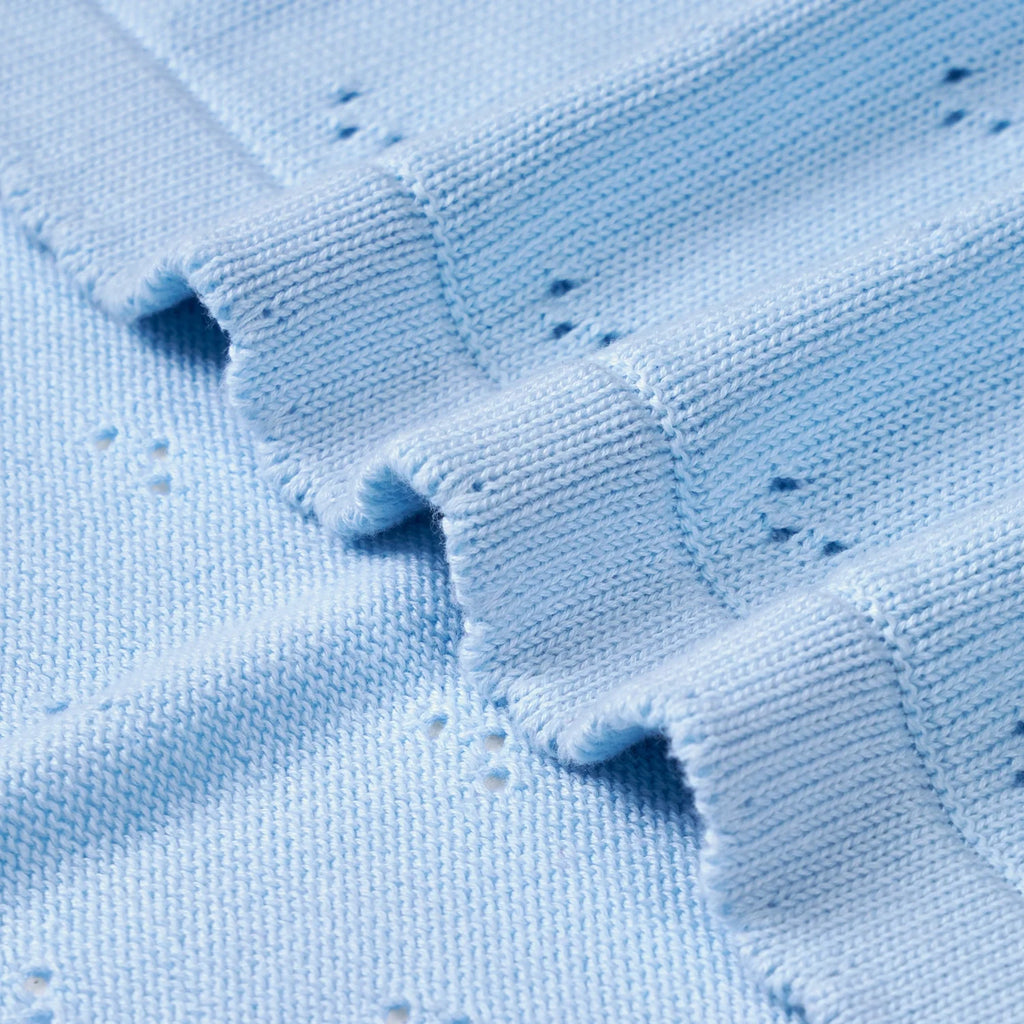 Pointelle Baby Knit Blanket in Baby Blue
