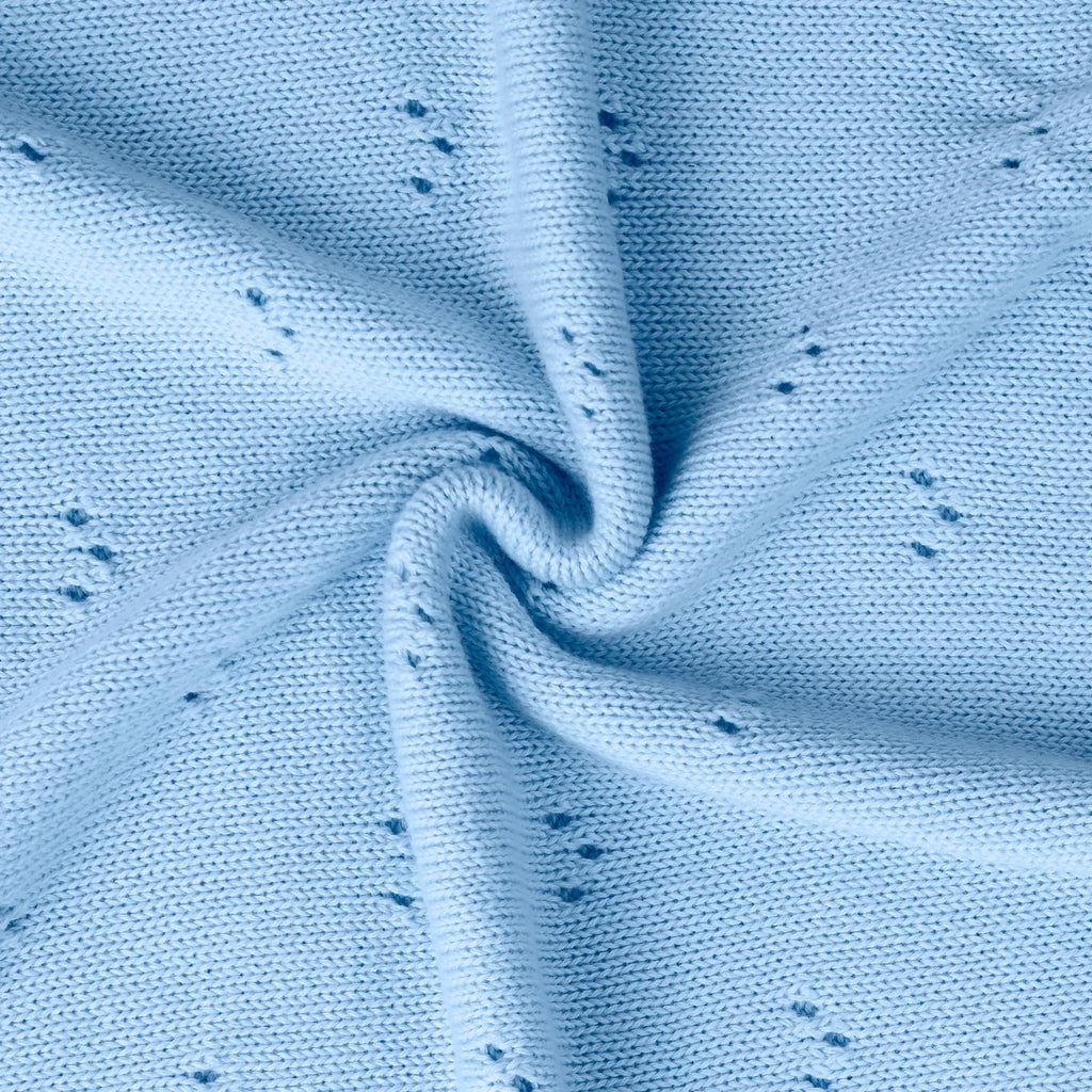 Pointelle Baby Knit Blanket in Baby Blue