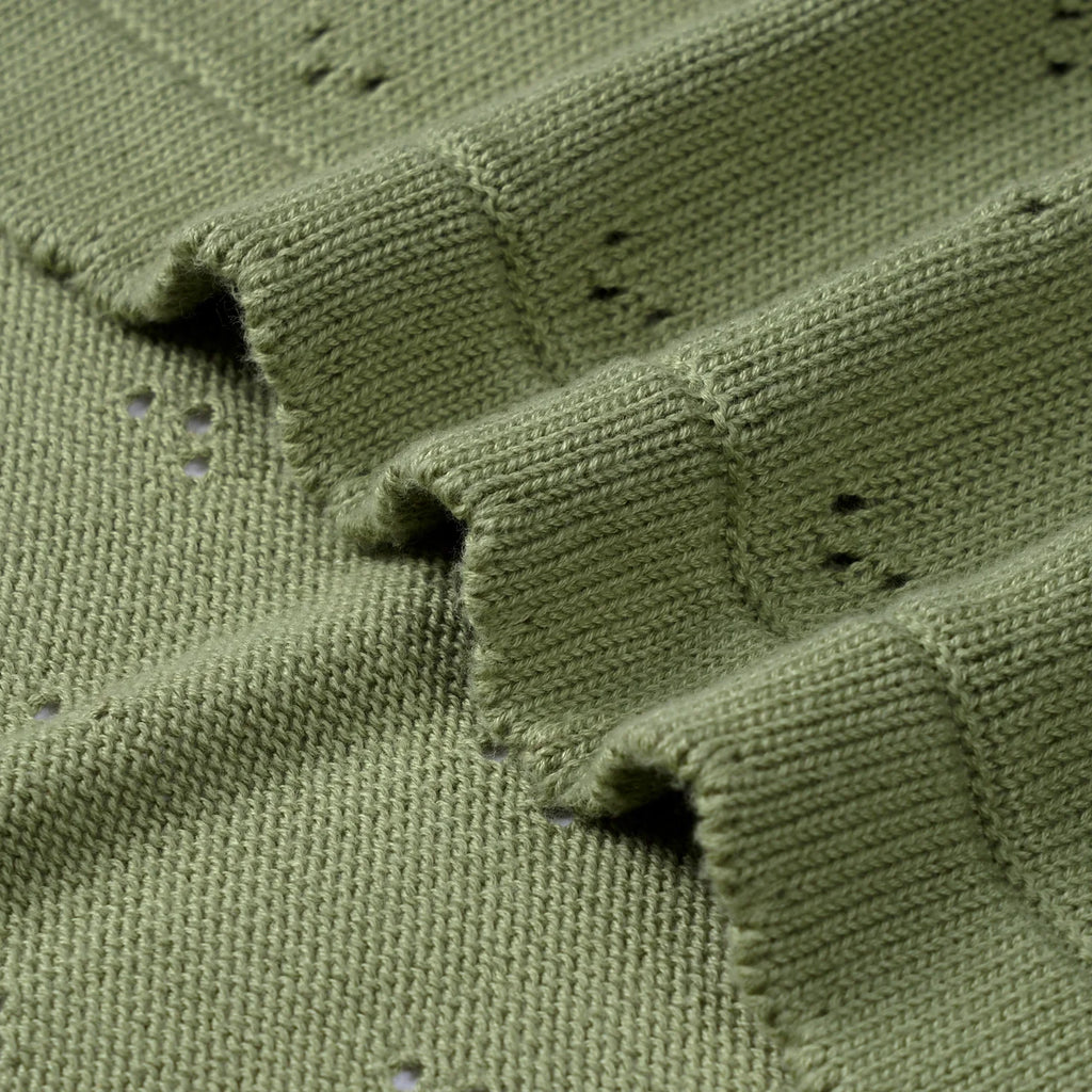 Pointelle Baby Knit Blanket in Sage Green